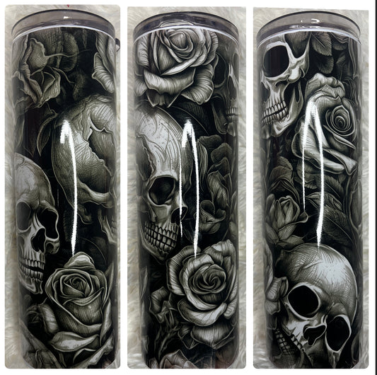 Skeleton and Roses tumbler