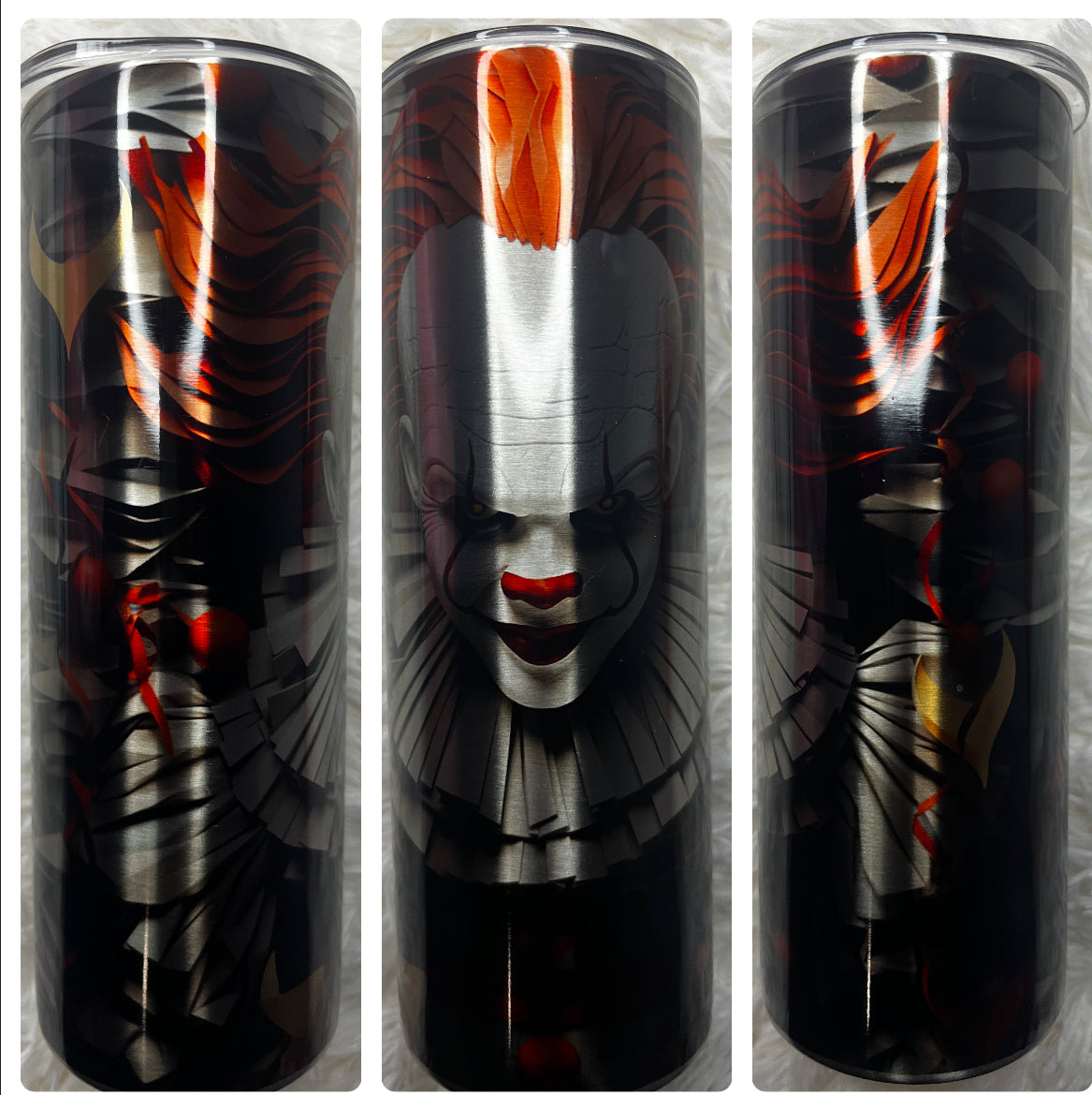 Scary Clown “mirrored” tumbler