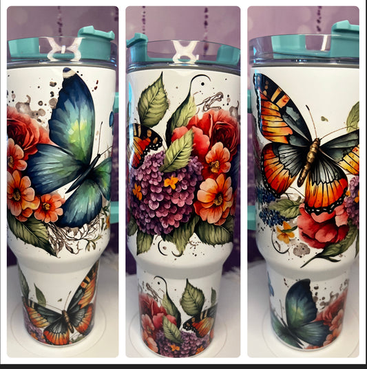 Colorful Butterfly 40oz tumbler