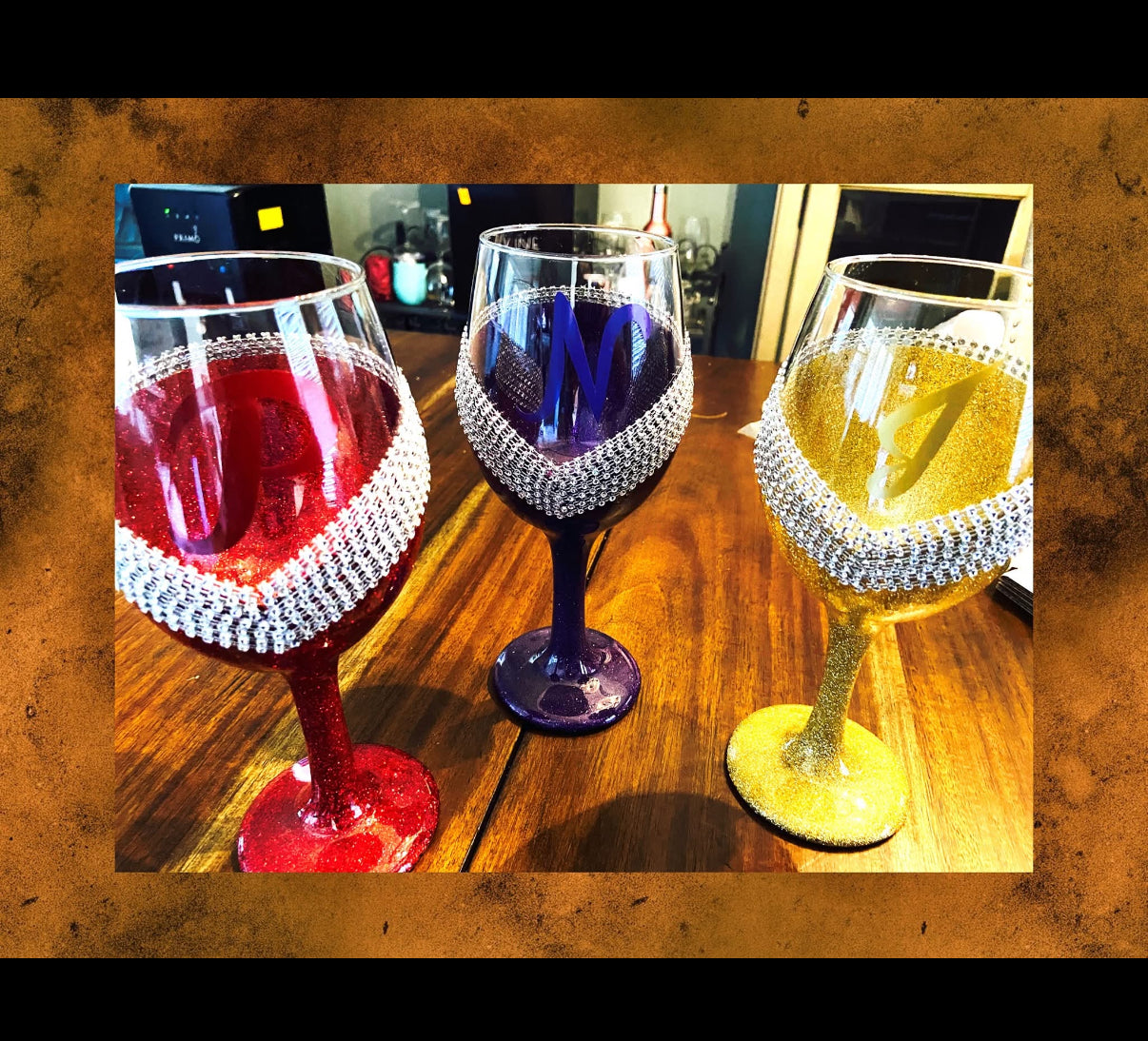 Blinged Out Glittered Up Wine glass
