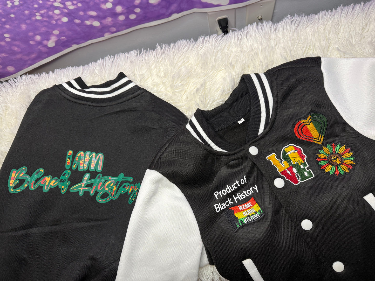 Kids Black History Month varsity jacket