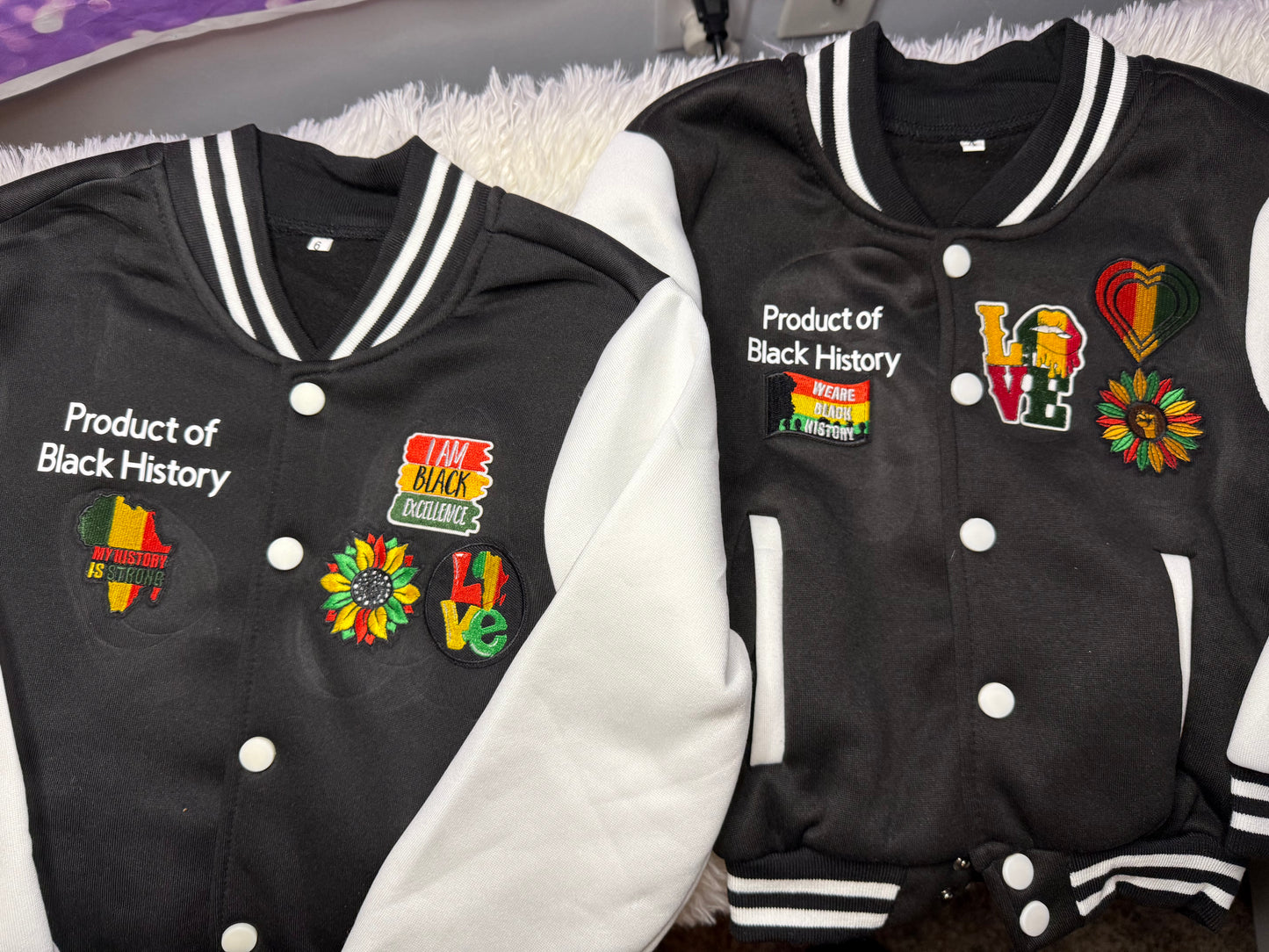 Kids Black History Month varsity jacket