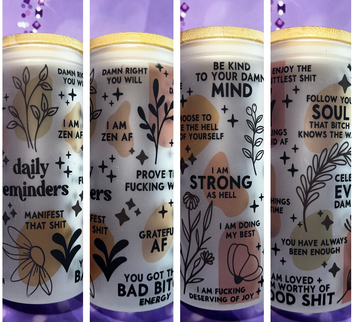 Manifest Daily Reminders frosted tumbler