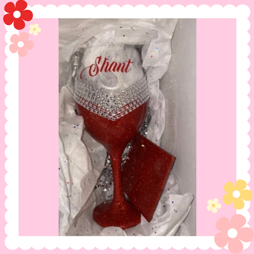 Blinged Out Glittered Up Wine glass