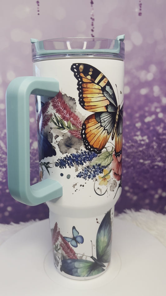 Colorful Butterfly 40oz tumbler